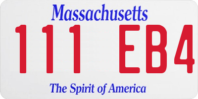 MA license plate 111EB4
