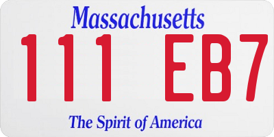 MA license plate 111EB7
