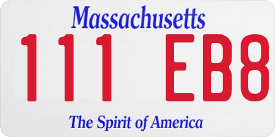 MA license plate 111EB8