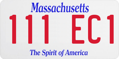MA license plate 111EC1