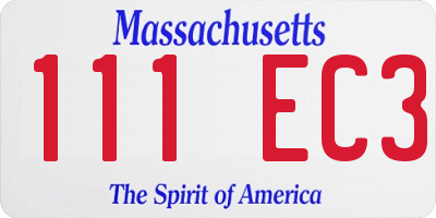 MA license plate 111EC3