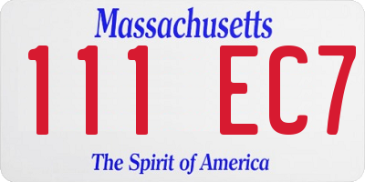 MA license plate 111EC7