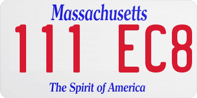 MA license plate 111EC8