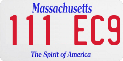 MA license plate 111EC9