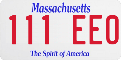 MA license plate 111EE0