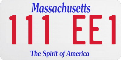 MA license plate 111EE1