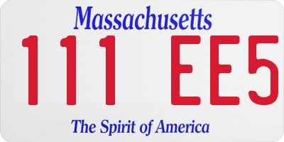 MA license plate 111EE5