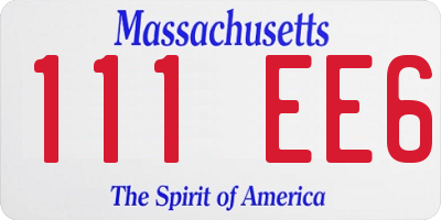 MA license plate 111EE6