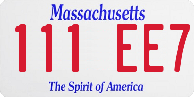 MA license plate 111EE7