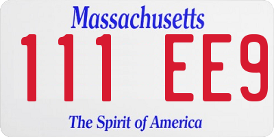 MA license plate 111EE9