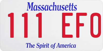 MA license plate 111EF0