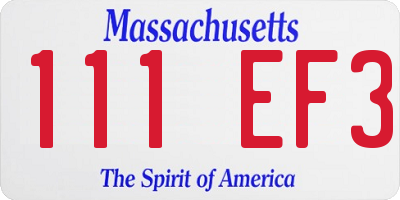 MA license plate 111EF3