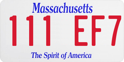 MA license plate 111EF7
