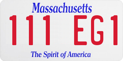 MA license plate 111EG1