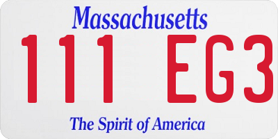 MA license plate 111EG3