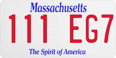 MA license plate 111EG7