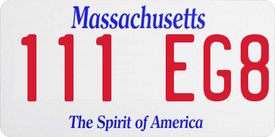 MA license plate 111EG8