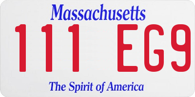 MA license plate 111EG9
