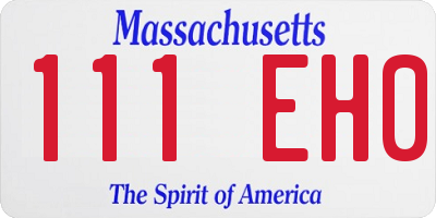 MA license plate 111EH0