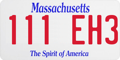 MA license plate 111EH3