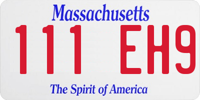 MA license plate 111EH9