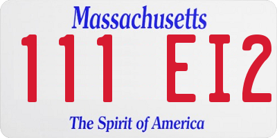 MA license plate 111EI2