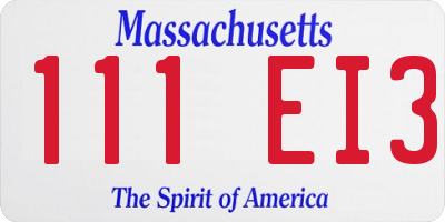 MA license plate 111EI3