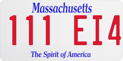 MA license plate 111EI4