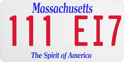 MA license plate 111EI7