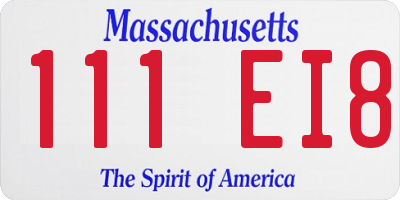 MA license plate 111EI8