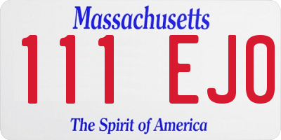 MA license plate 111EJ0
