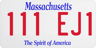 MA license plate 111EJ1