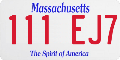 MA license plate 111EJ7