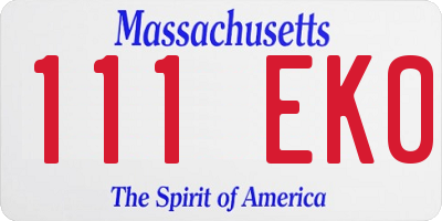 MA license plate 111EK0