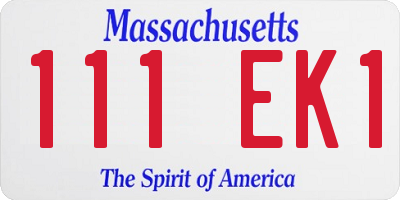 MA license plate 111EK1
