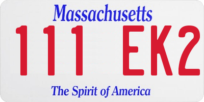 MA license plate 111EK2
