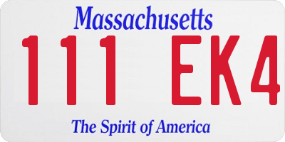 MA license plate 111EK4