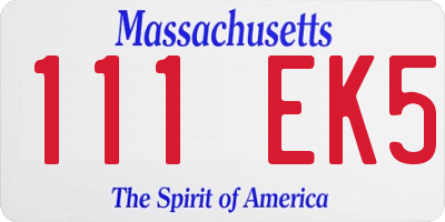 MA license plate 111EK5