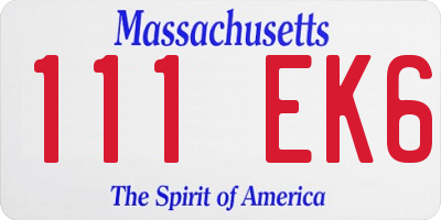 MA license plate 111EK6