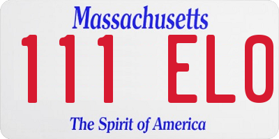 MA license plate 111EL0