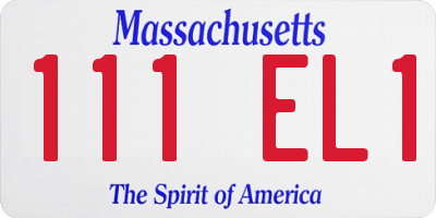 MA license plate 111EL1