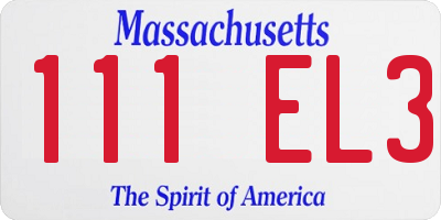 MA license plate 111EL3