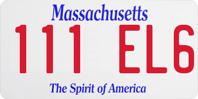 MA license plate 111EL6