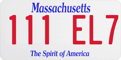 MA license plate 111EL7