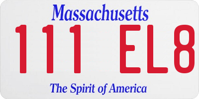 MA license plate 111EL8