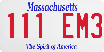 MA license plate 111EM3