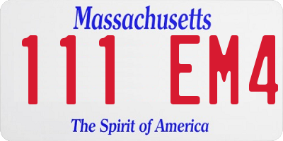MA license plate 111EM4