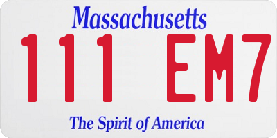 MA license plate 111EM7