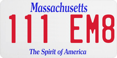 MA license plate 111EM8
