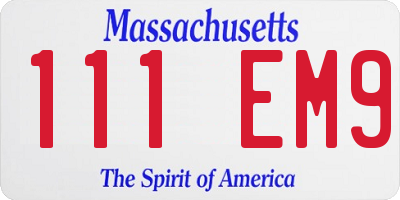 MA license plate 111EM9